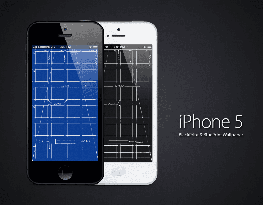 青図 青焼き でデザインされたiphone 5用のホームスクリーン用壁紙がカッコイイ ガジェット ドローン 家電のレビューブログ Norilog ノリログ