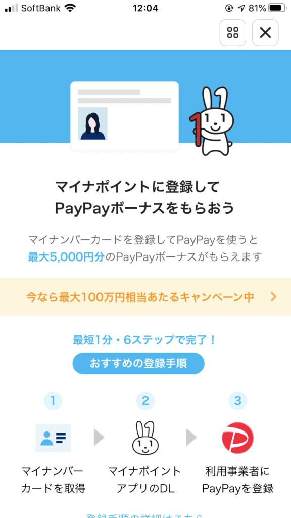 マイナポイント 取得方法 PayPayアプリ