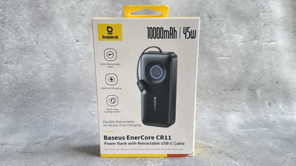 EnerCore CJ11 巻取式ケーブル内蔵急速充電器 45W