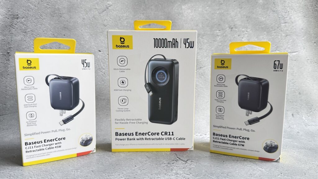 Baseus EnerCoreシリーズの巻き取り式充電器＆モバイルバッテリー レビュー